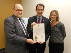 Gov Walker with  Hunt and Kmoch and CS Ed Week Proclamation-smaller